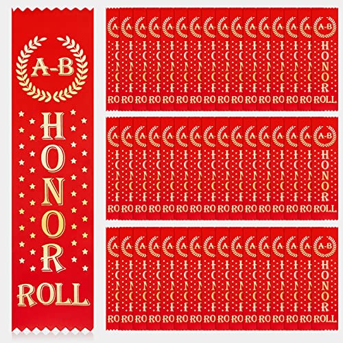 A-B Honor Roll Award Ribbons Red Honorable Mention Ribbon Bookmark Style Medal Ribbons Prize Ribbon Bulk Student Awards and Incentives for Kids School Office Competition Sports Event Contest (200 Pcs)