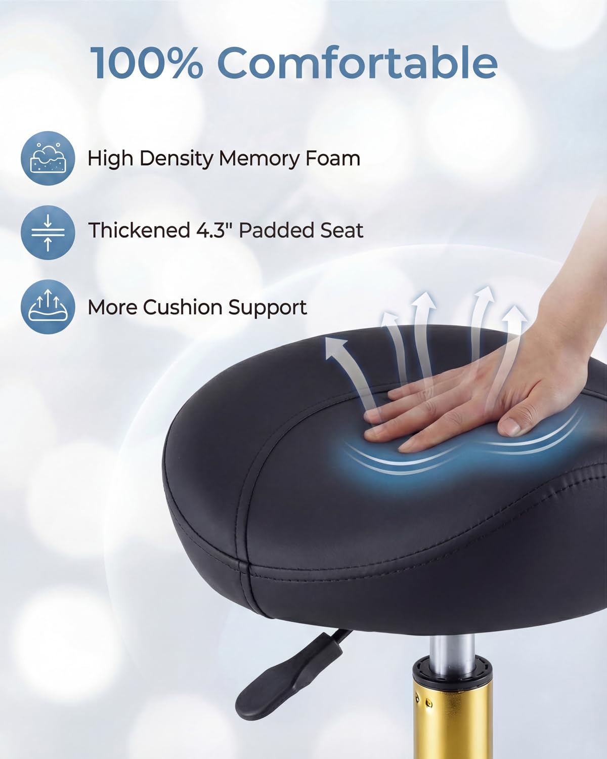 Rolling Saddle Stool - Salon Chair with Wheels -6