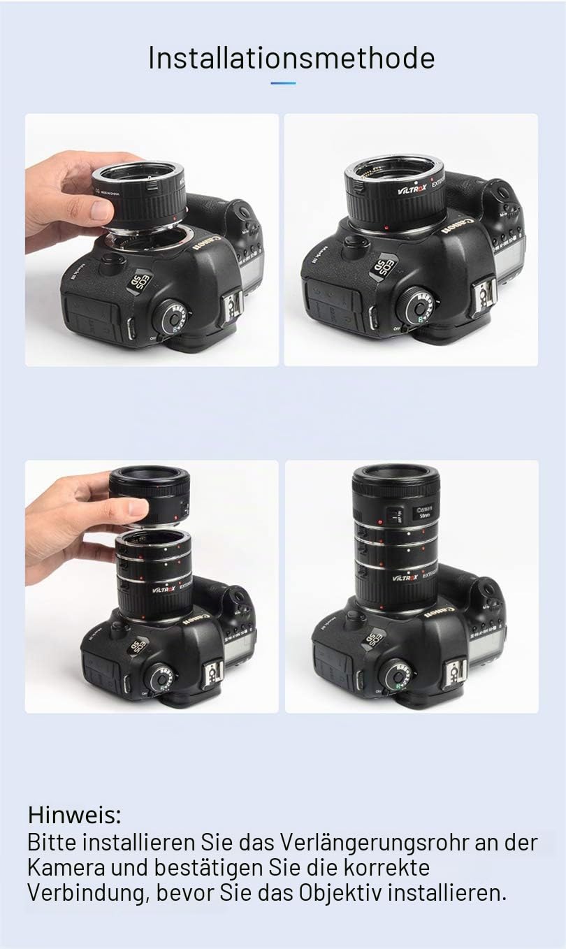 VILTROX® DG-C AF Autofokus Zwischenringe Makro Extension Tube Set 12 mm 20 mm und 36 mm für Canon EOS EF EF-s Objektiv