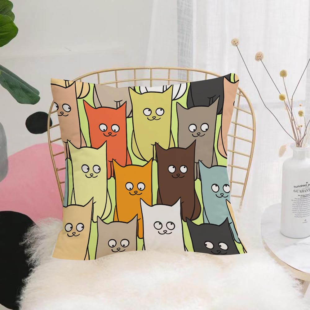 HYMSXW Cushion Cover,Throw Pillow Case Home Decorative for Living Room Bedroom Sofa Chair 20X20 Inch,Funny cute colorful graphic cats, kittens,Pillowcase 50X50cm