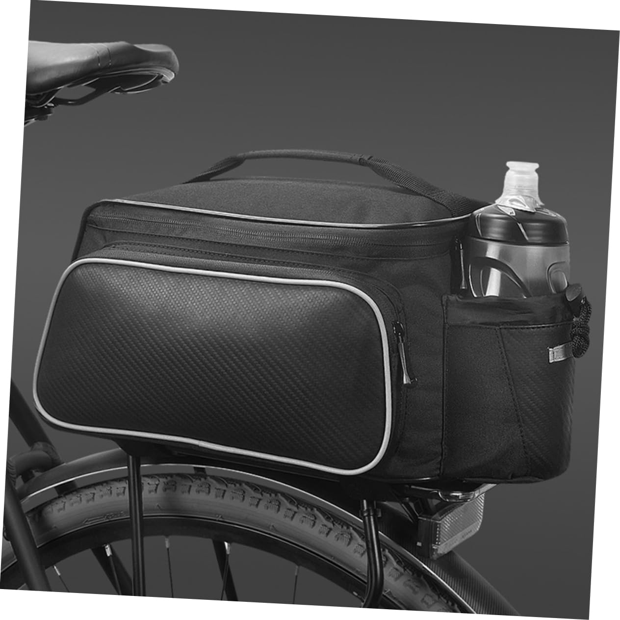 Happyyami Borsa Per Bici Sacchetto Posteriore Per Attività All Aperto Capacità Elevata Materiale Resistente e Strisce Riflettenti Nero