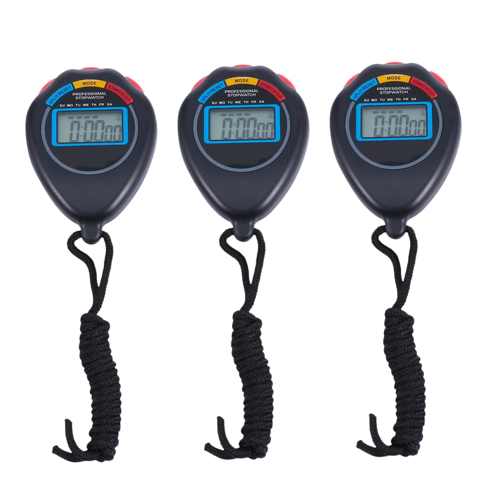 KOMBIUDA 3Pcs Training Stopwatch Durable Match Timer for Sports Fitness Easy to Use Game Stopwatch with Display for and Athletes