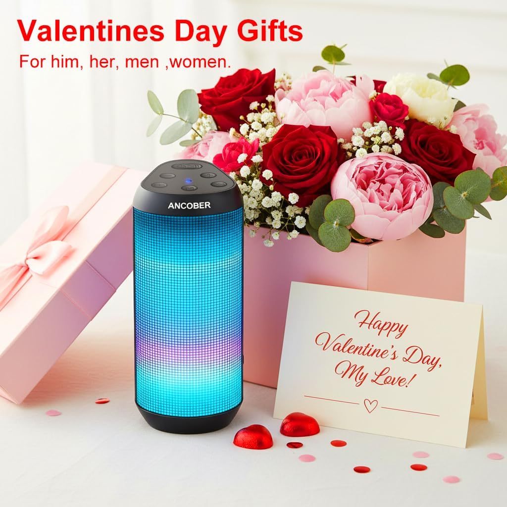 Portable Wireless Bluetooth Speaker with HD Powerful Stereo Sound, 8 Cool LED Light Modes, IPX4 Waterproof, 30H Playtime, TWS Pairing, BT5.3 with AUX-in, for Outdoor/Home/Party, Ideal Gift - Image 8