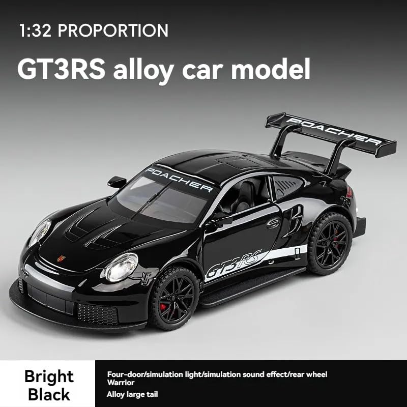 Image of MANAKI ENTERPRISE 1:32 Porsche GT3 RS Model Toy Car Realistic Toy Metal Car Scale Model with Light & Sound Vehicles for Kids & Boys Collection Toys 【Black Color】