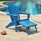 Ehomexpert Outdoor Adirondack Chair, Classic Adirondack Chair with Ottoman, Weather Resistant Chairs...