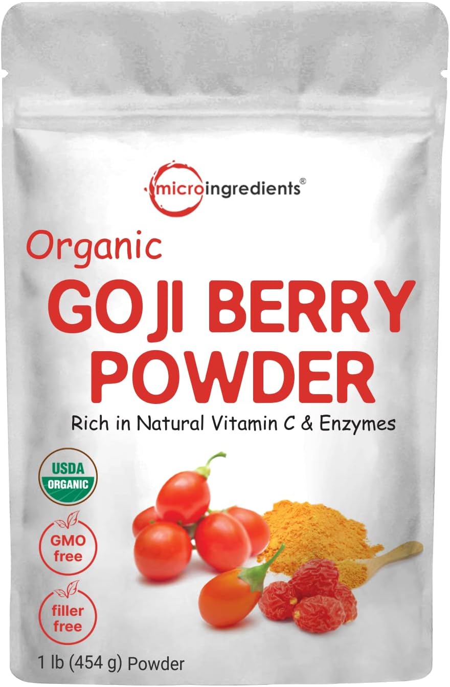 Organic Goji Powder, 16 Ounces | 100% Natural Fruit Source | Sulfate & Additive Free | Great Flavor for Drinks, Snacks, & Beverages | Non-GMO & Vegan