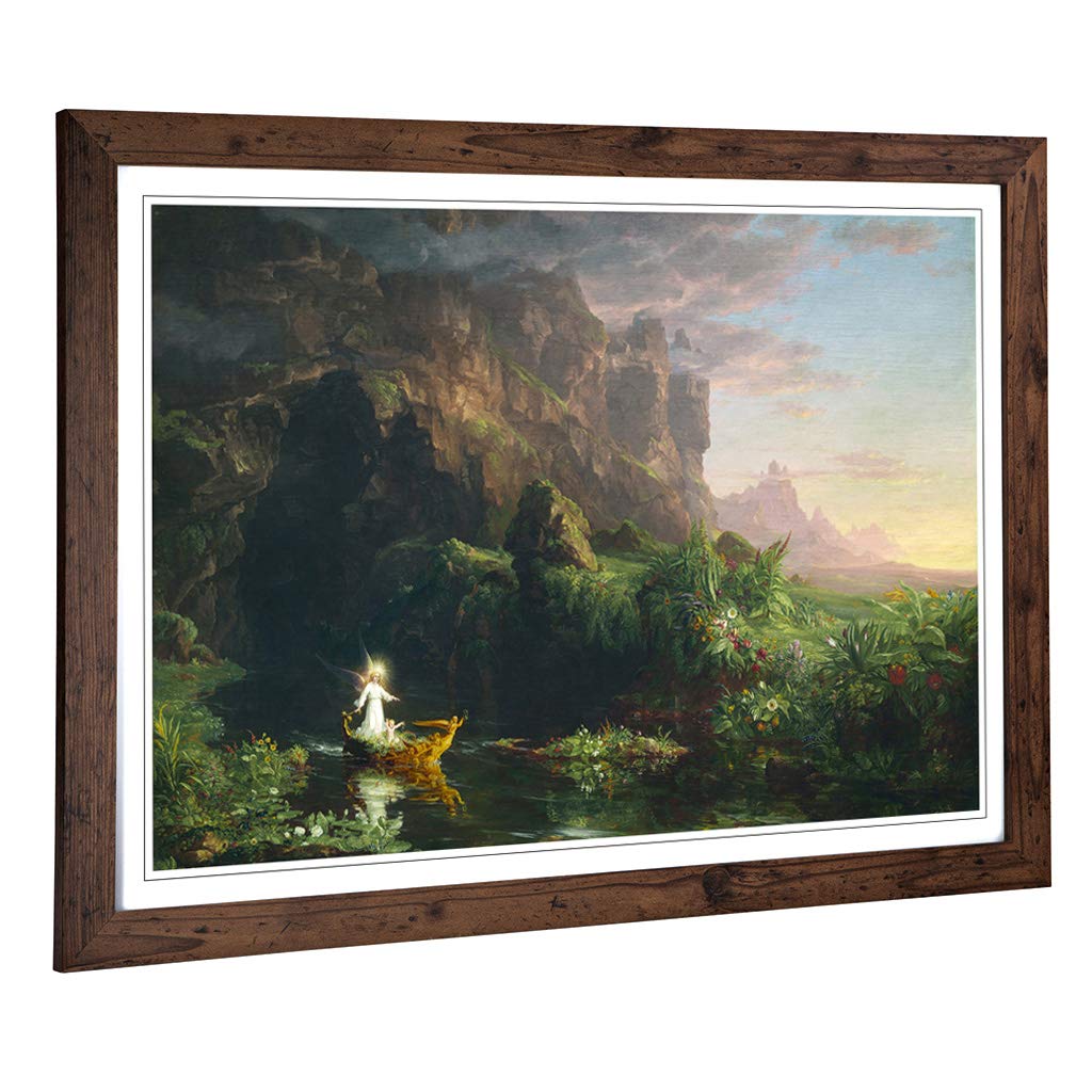 Big Box Art Framed Print of Thomas Cole The Voyage of Life Childhood Design | Wall Art Picture | Home Decor for Kitchen, Living Room, Bedroom, Hallway, Walnut, A2 / 24.5x18 Inch / 62x45cm
