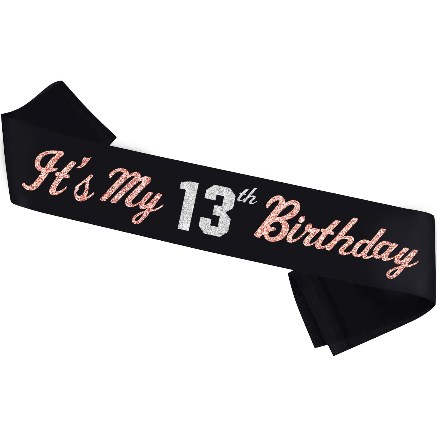 It’s My13th Birthday Sash Silver Rose Gold Foil Black Satin Birthday Sash Happy 13th Birthday Party Gift Decorations Favors for Women Girls Men Boys (13)