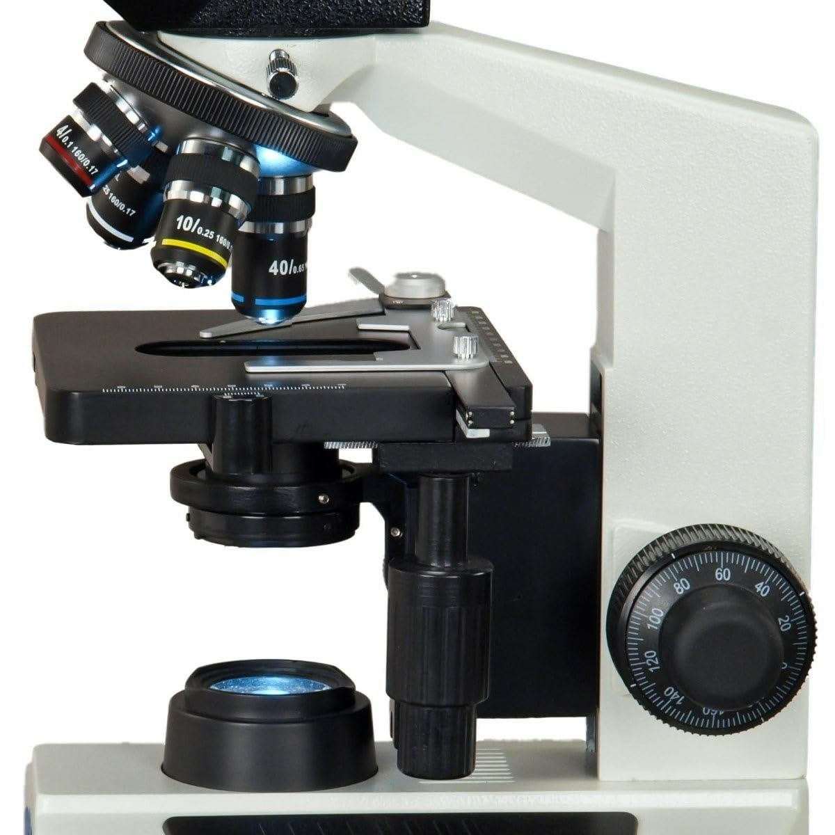 AmScope M837ZL-C100U OMAX 40X-2500X Digitales Trinokular-Verbund-LED-Mikroskop in voller Größe mit 10MP USB-Kamera und mechanischem 3D-Tisch