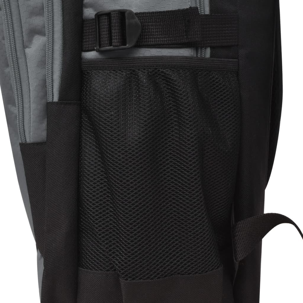 Zaino scuola 40L nero e grigio in poliestere 600D rivestito con 3 scomparti, zaino per laptop con spallacci imbottiti, impermeabile per scuola, viaggi, escursioni, pendolari, 33 x 17 x 50 cm