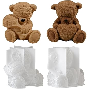 4pcs Bear Silicone Mould 3D Bear Mould Teddy Bear Ice Cube Moulds Animals Teddy Bear Resin Silicone Mould for DIY Crafts Cand