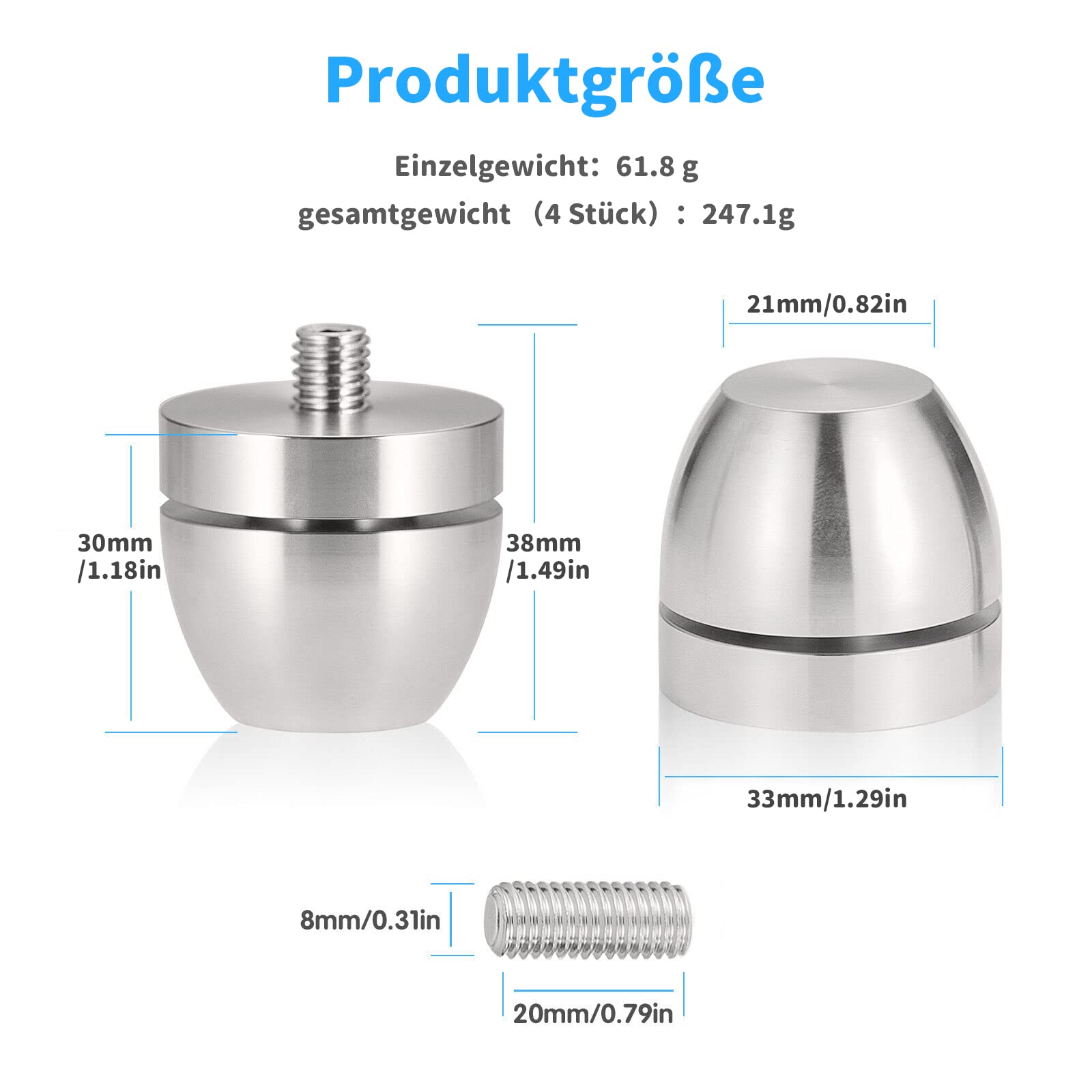 4 Pieds En Aluminium Massif Hifi Lab 39x17mm &ndash; Absorbeurs De Vibrations Pour Enceintes Et &Eacute;quipements Audio, Noir