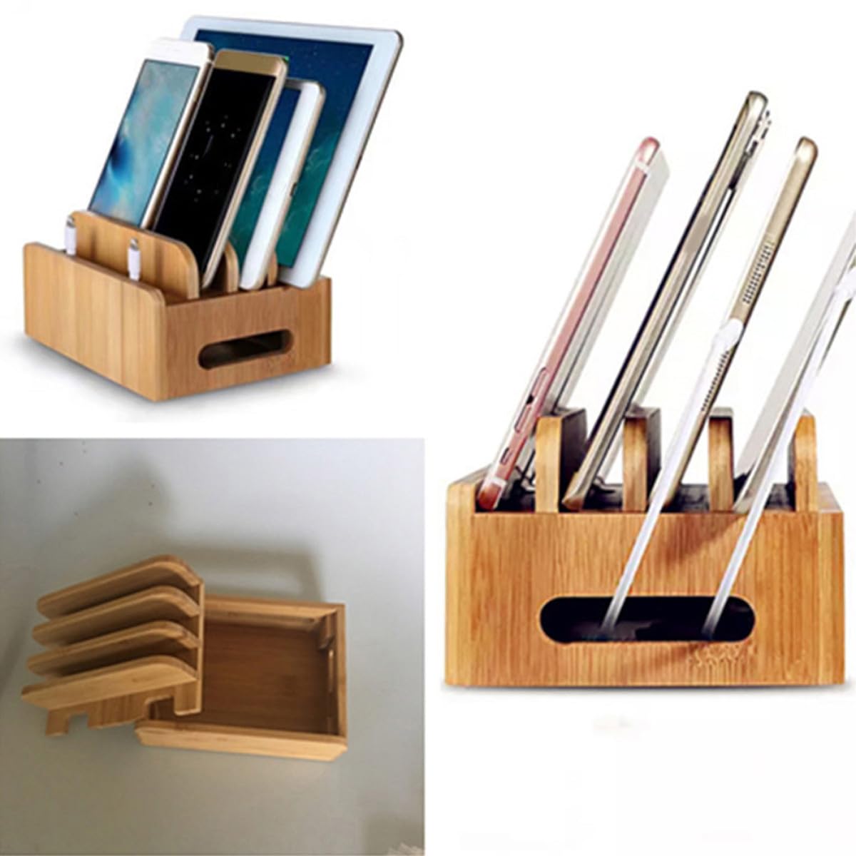Supporto Telefono Creativo in Bambù per Cellulare e Watch | Design Moderno e Semplice, Struttura Robusta, per Lettura e Visione Foto