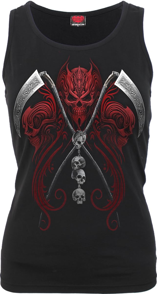 Spiral Women's Black Direct - Reaperess - Razor Back Top - Cotton - Size Xl - Gothic Grim Reaper Tops - Sleeveless