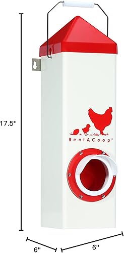 Miniatura 4 de RentACoop Alimentador de pollo de un solo puerto sin BPA de tiro alto de 10 libras, incluye tapa anti-gallina, capucha de lluvia y accesorios de
