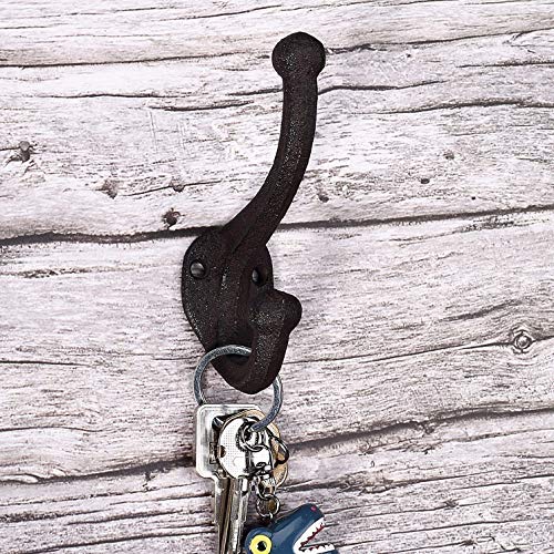 Ambipolar AMB_VAR_5HOOKS_VINTAGE 5-Pack Rustic Wall Hooks Heavy Duty. Cast Iron Vintage Inspired Antique Black Hooks thumb #5