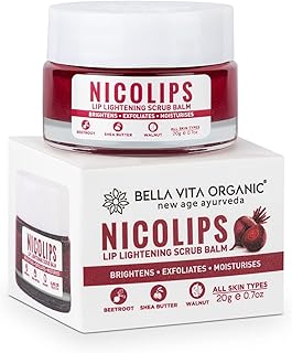 Dinea Bella Vita Organic NicoLips Lip Scrub Balm Lightening and Brightening Dark Lips for Men and Women Dry Lips/Smoker/Chapped Lip & Lipstick Stains Removal Lipcare, 2kg