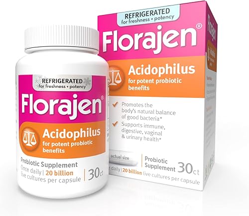 Florajen Acidophilus - Probióticos refrigerados de alta potencia Apoya la salud general 20 mil millones de UFC para potentes beneficios