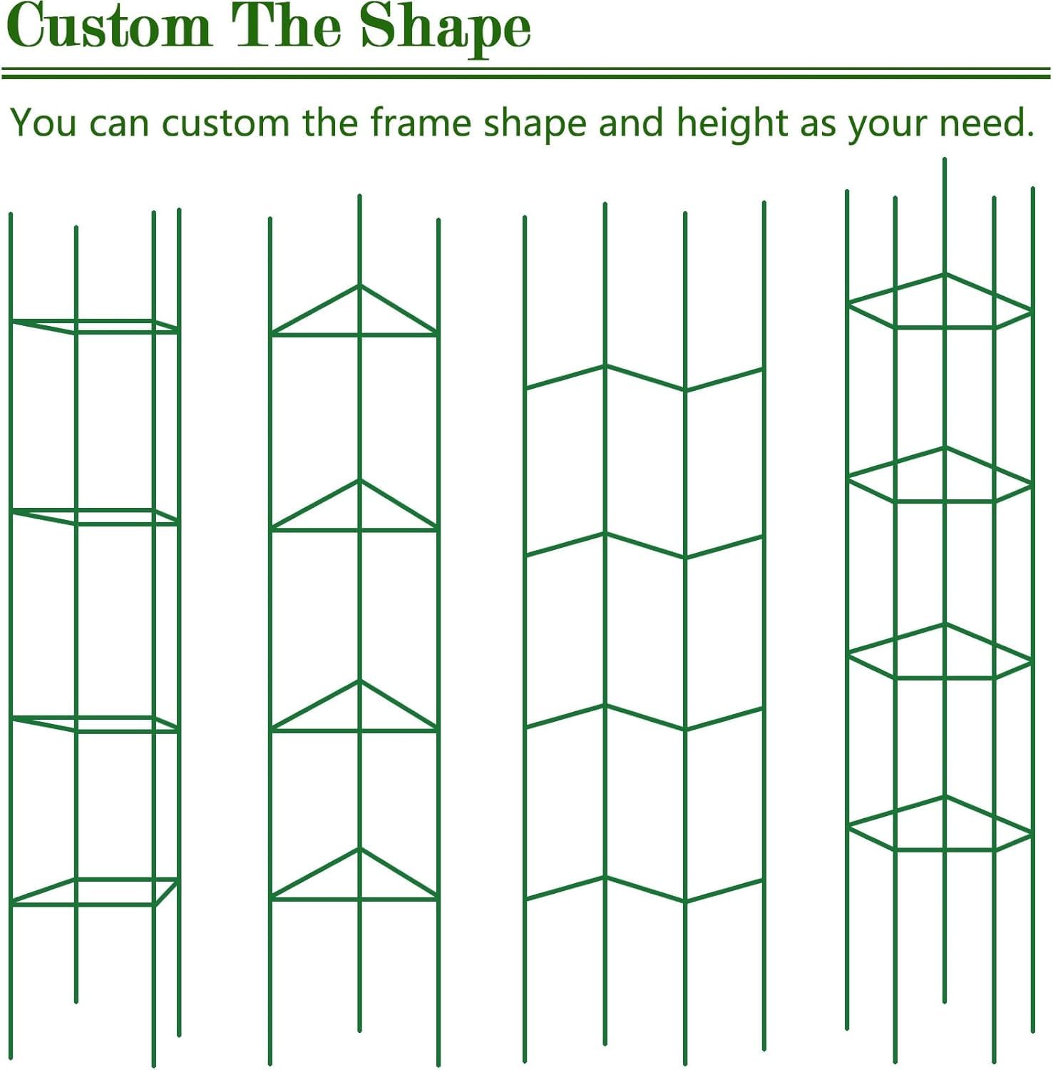Lot de 6 treillis carrés réglables de 30 cm à 120 cm pour cage à tomates