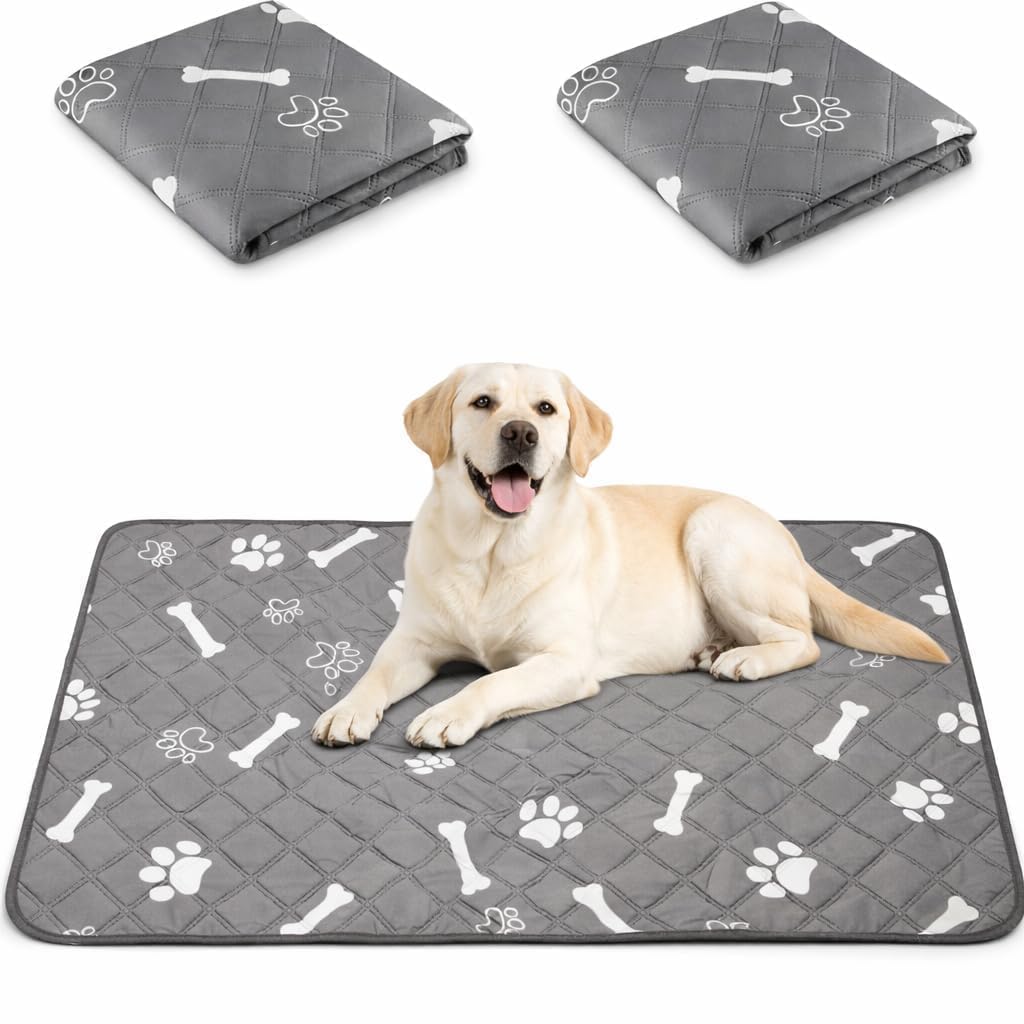 2 Pack Reusable Dog Pee Pads Large (60x90cm) Fast Absorbent & Waterproof Dog Training Pads, Washable Puppy Pads for Crate Liner, Whelping, Incontinence, Non-Slip Pet Travel Mat