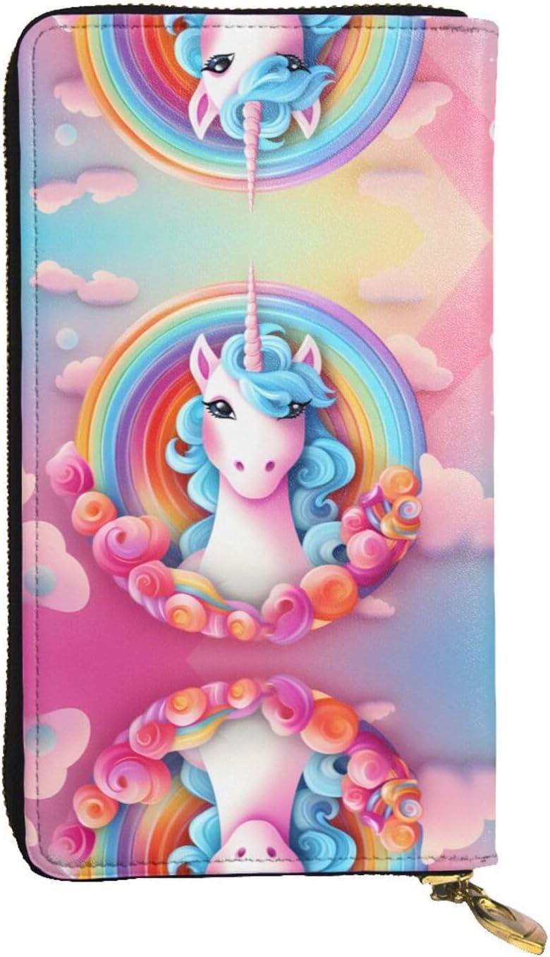 Rainbow UnicornPrinted clutch, unisex long wallet, coin storage bag suitable for travel and daily use