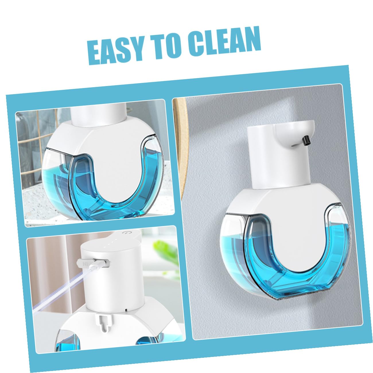 Dispenser di Sapone Automatico in Abs Sensore a Infrarossi Riutilizzabile 430ml Bianco 4 Livelli Regolabili per Uso Domestico da Tavolo o Parete