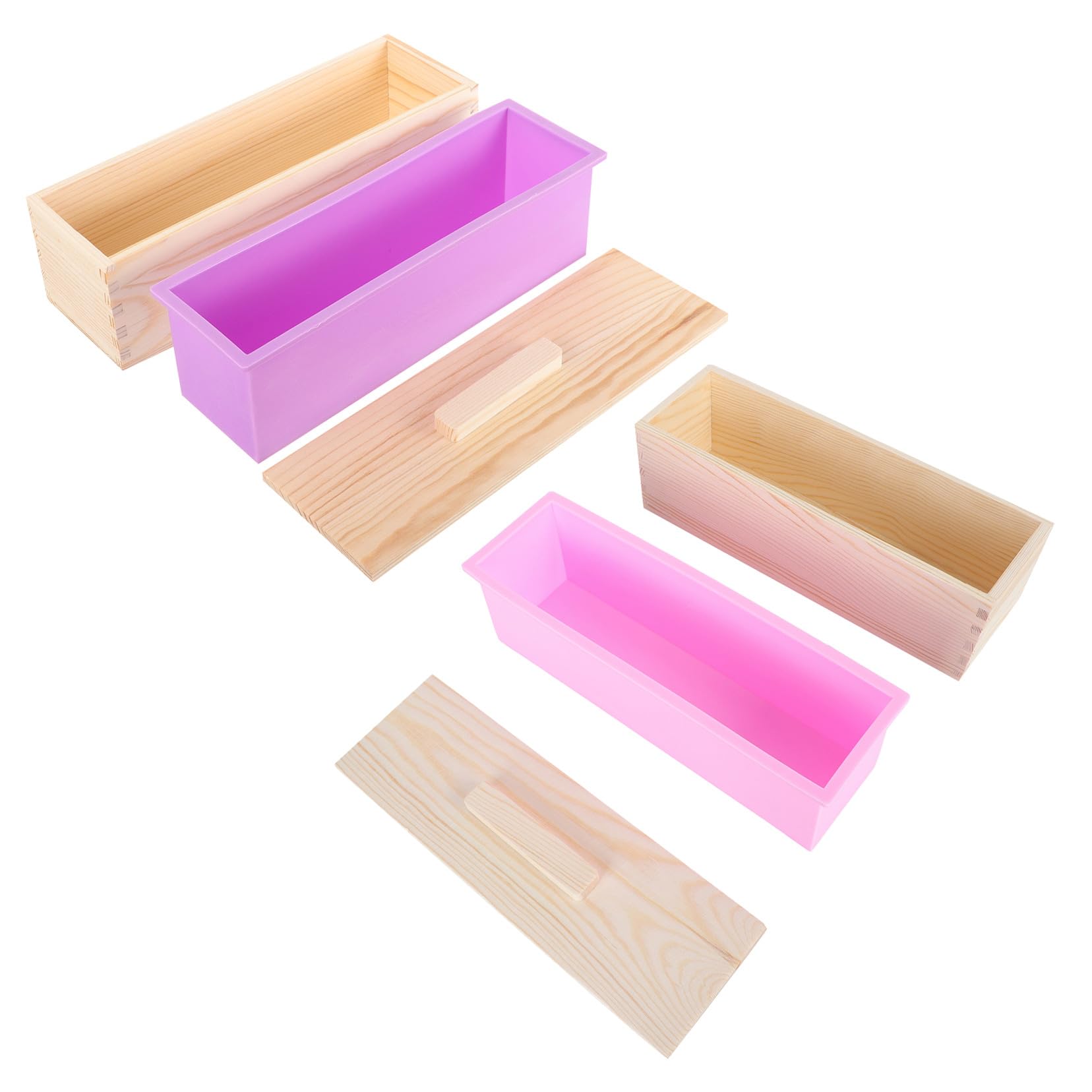 Brotbackform Holz mit Deckel Antihaft Toastbrot Backform Multifunktionale Holzform für Kuchen Sandwiches und Silikon Seifenform Backblech für Ofen und DIY Anwendungen