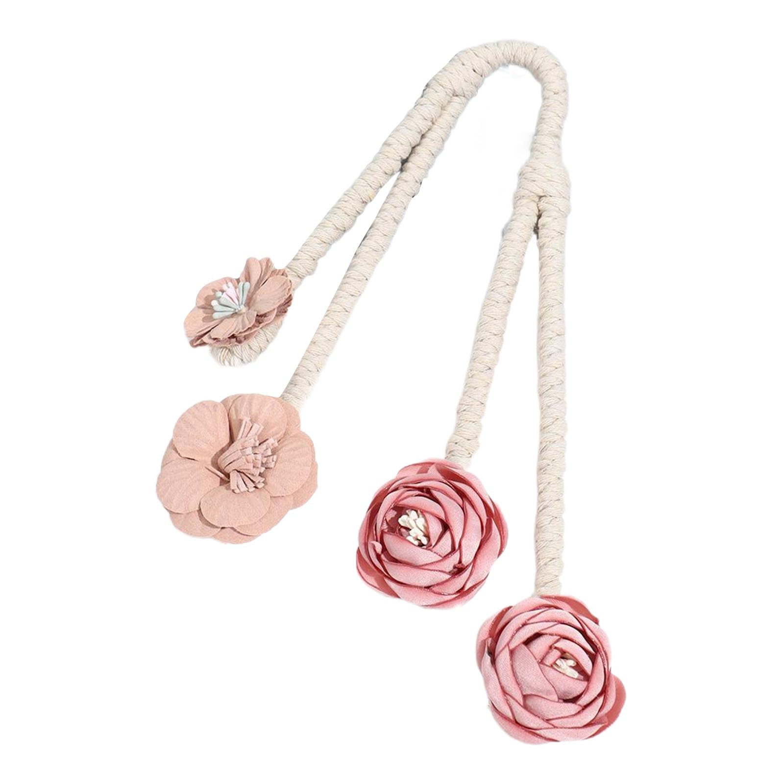 2 Pack Blossom Twist Window Drapery Holdback Clips Elegant Florals Curtain Tiebacks for Bedroom Kids Room Nusery Decors Rose Curtain Holdbacks