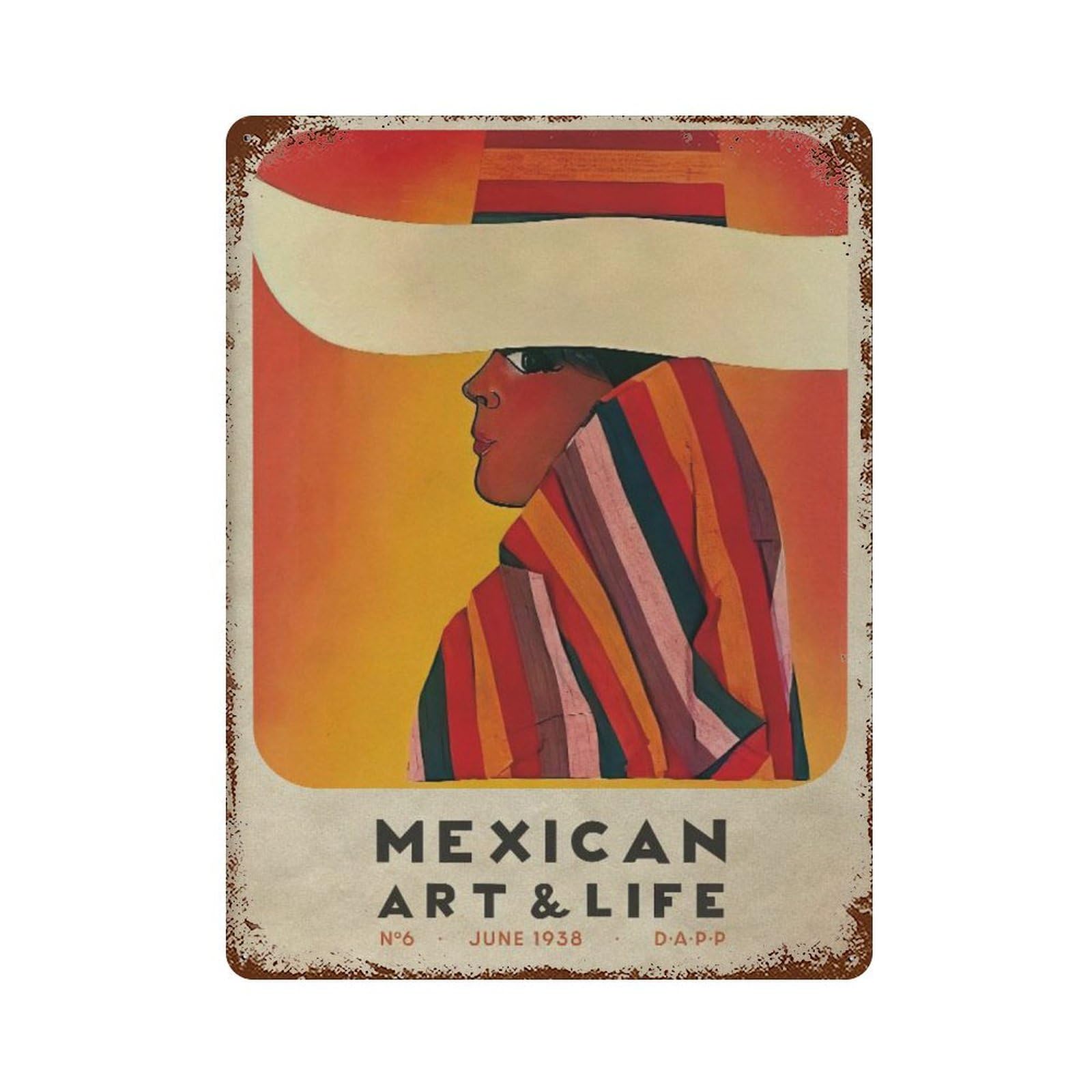 xiaoxiaoshen Collage Mexican Magazine Home Decor, Mexico Travel Wall Decor Art Metal Tin Poster Modern Home Decor Art Home Bar Shop Decorations Vintage Sign 40x30cm