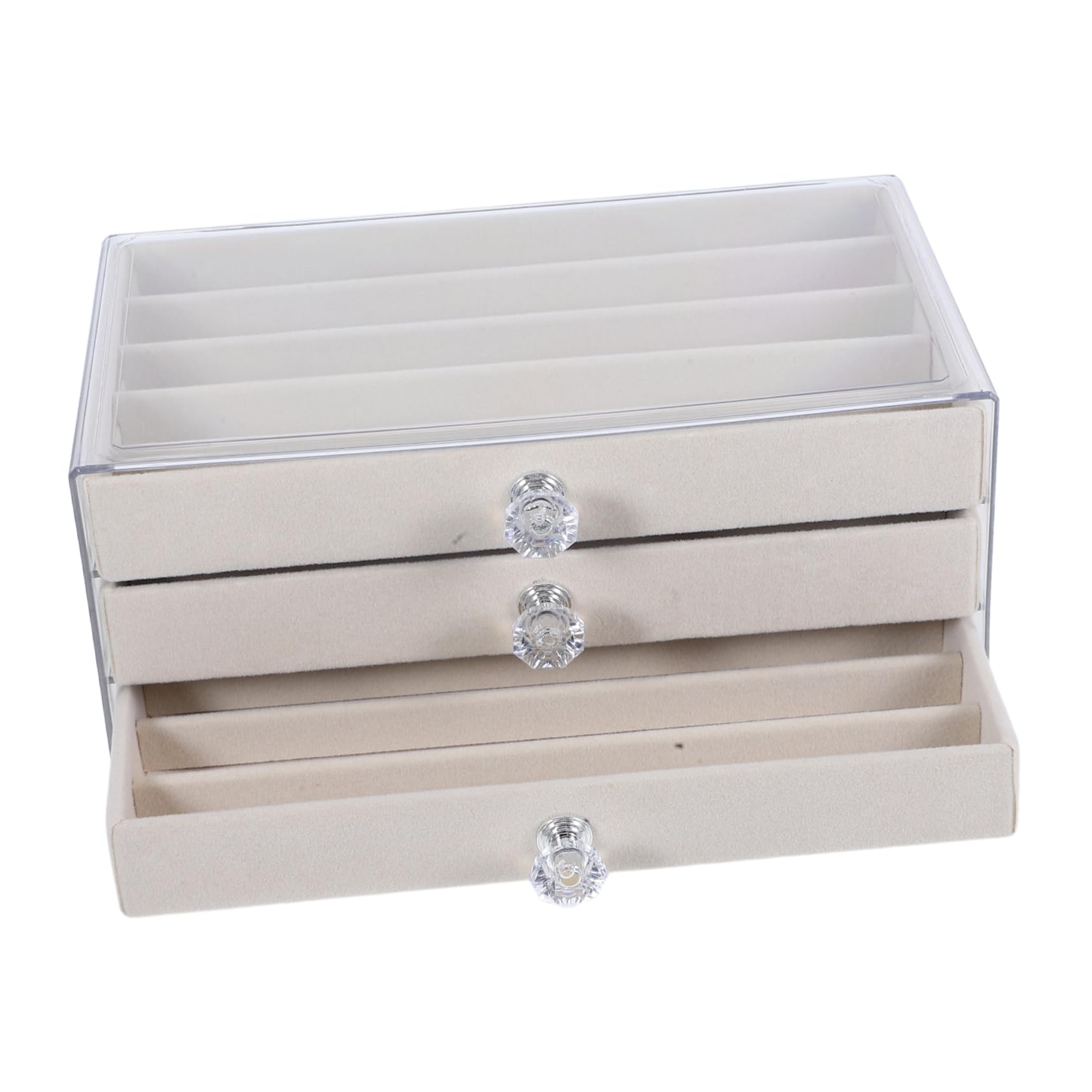 Schmuckaufbewahrungsbox mit Schublade aus Pte, Beige, für Ketten