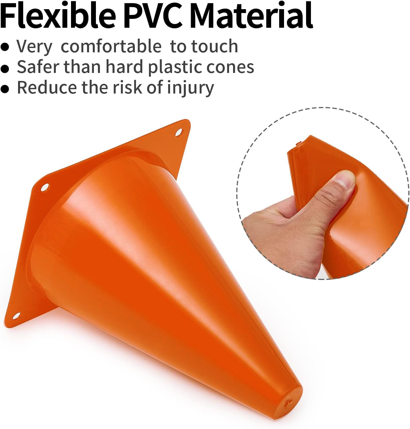 Lot de 24 cônes de sport pour enfants, petits cônes d'entraînement pour la pratique du football, 17,8 cm, cônes d'agilité pour exercices de football, basket-ball, cônes de baseball en plastique orange