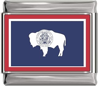 State of Wyoming Photo Flag Italian Charm
