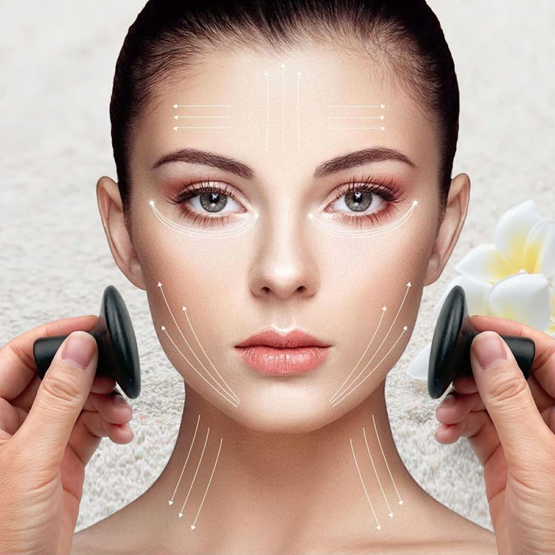 Hot Stones - 2 piedras de masaje en forma de hongo Gua Sha, herramientas faciales naturales de basalto, herramientas de masaje de roca caliente para cuerpo, cara, spa en casa, relajante, alivio