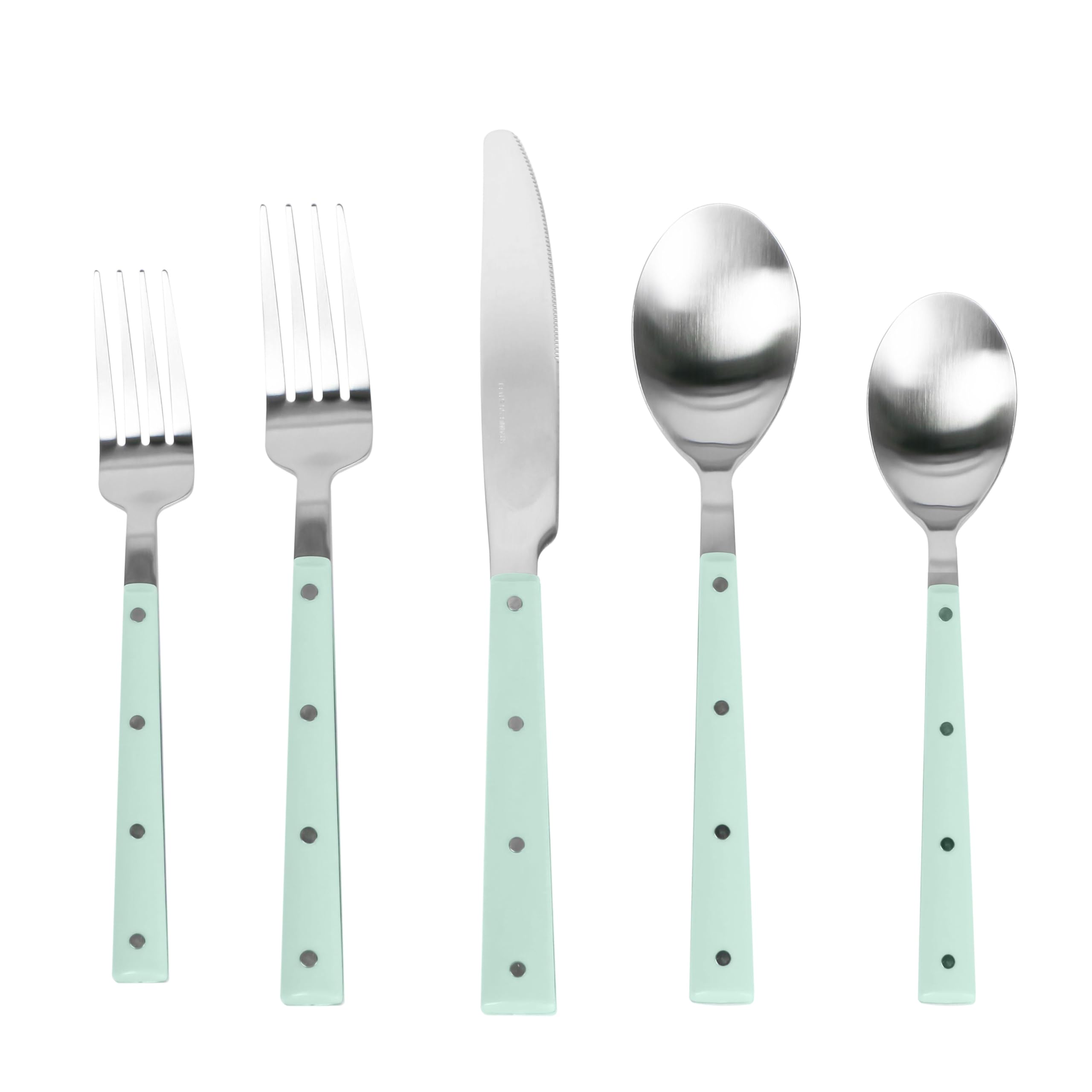 Soline Mint Green and Stainless Steel Flatware - Set of 5 Pieces