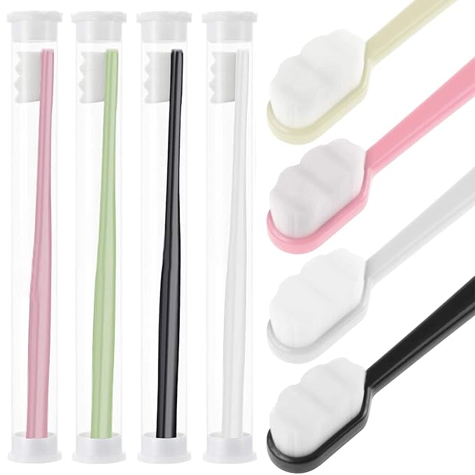 HANNEA Toothbrush for Adults 15000 Nano Bristles Sensitive Teeth Pack of 4