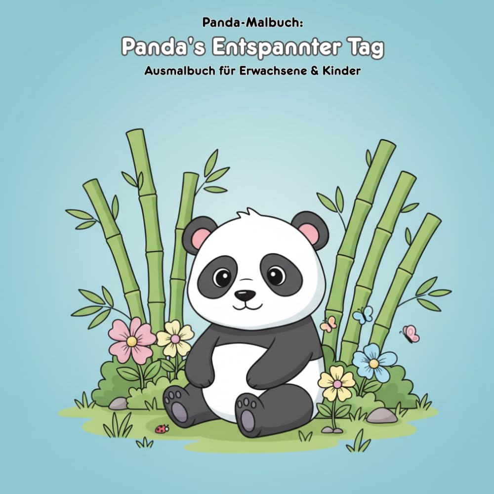 Panda's Entspannter Tag: Geschichte & Malbuch: Für Erwachsene & Kinder: 36 Ausmalbilder, 21.59 x 21.59 cm – Große Motive für kleine Künstler