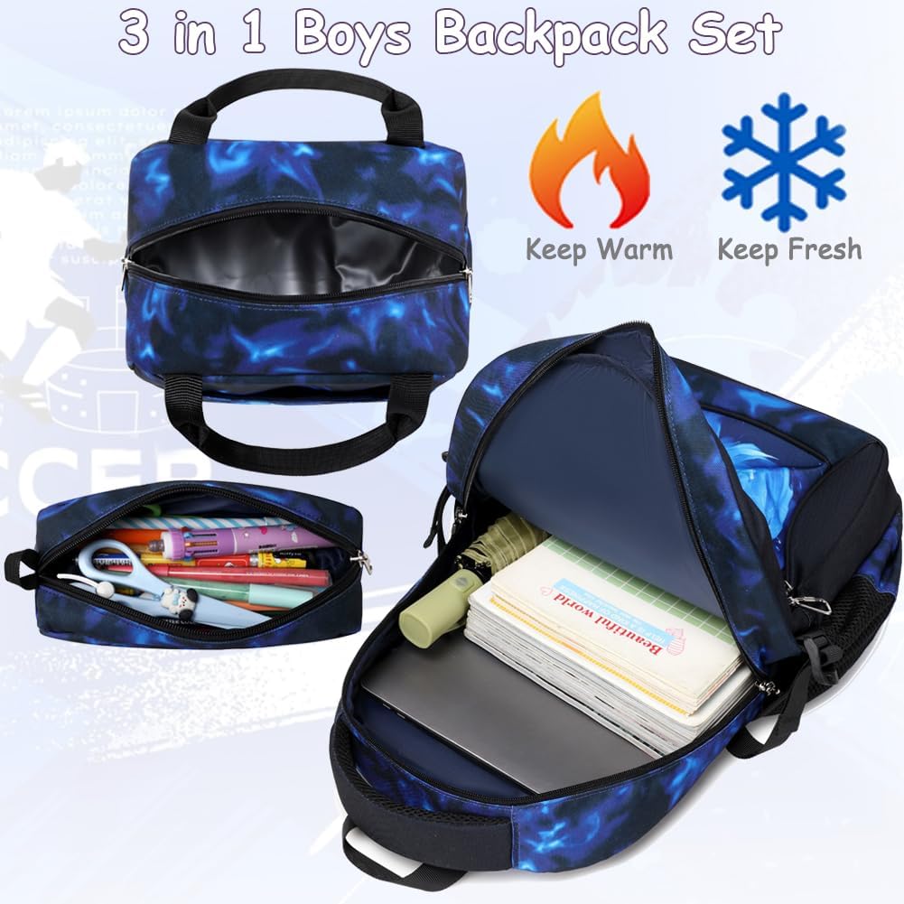 Meisohua Boys Backpack with Lunch Box Pencil Case 3pcs School Backpacks Set for Boy Kids Bookbags for Elementary Middle School Bags Water Resistant - Image 7