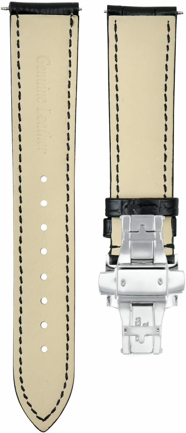 Ewatchparts 20-22-24mm Leather Watch Band Strap With Deployment Clasp Compatible With Patek Philippe
