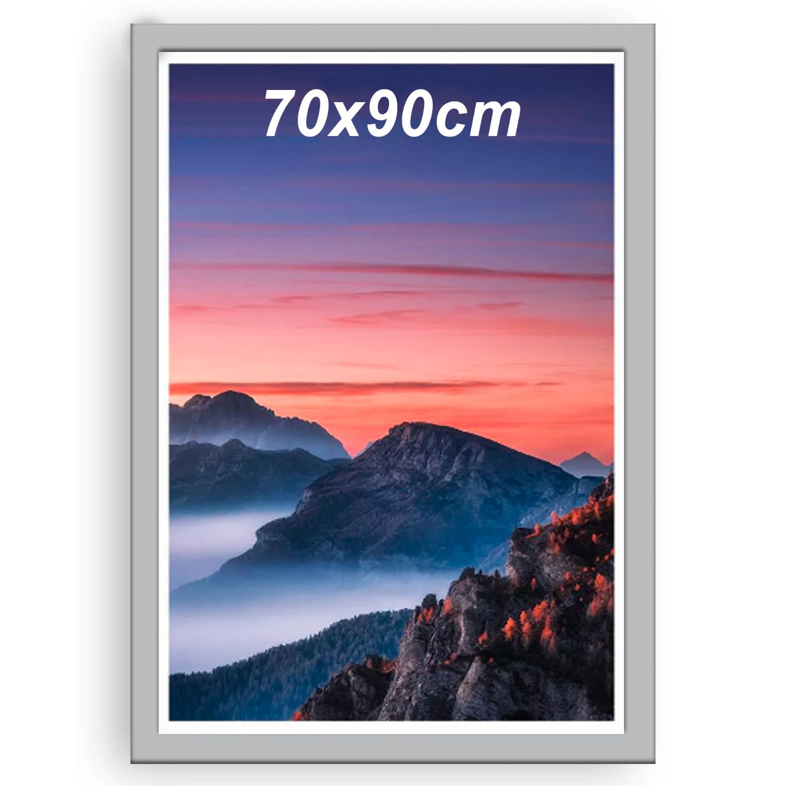 Bloomingtons Direct Silver Photo Frame 90X70cm Wall Photo Frame Durable Acrylic Plexiglass Photos Canvas Pictures Frame For Home Decoration (, 70X90cm)