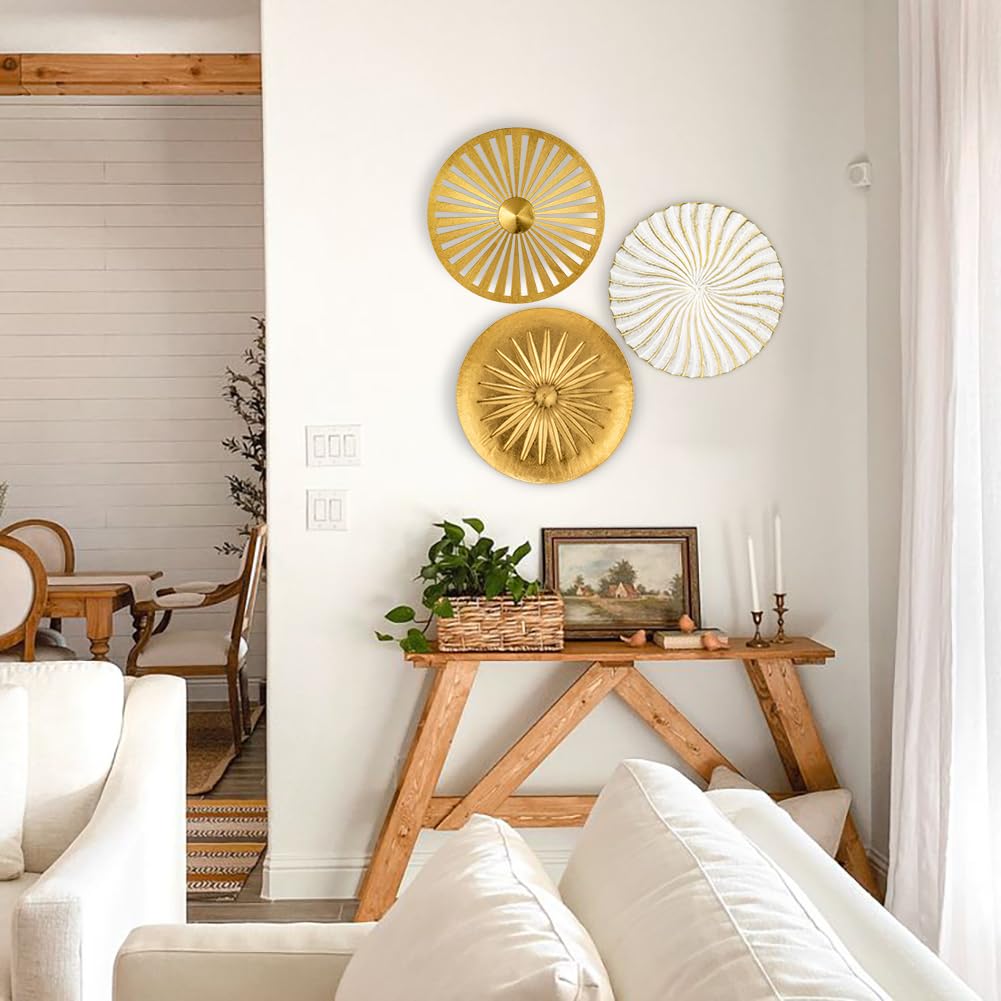 Set 3 Sculture Metallo Da Parete - Decorazioni 3D Moderne Per Casa, Soggiorno, Camera (30x30 Cm) - Foto 7