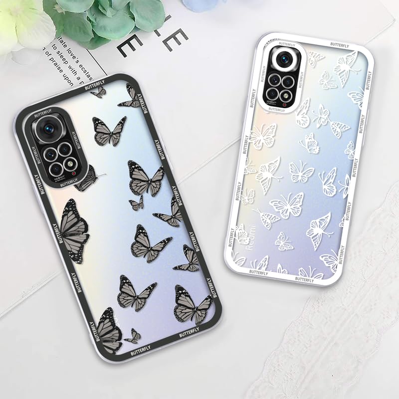 Yoedge 2 Pezzi Cover Per Xiaomi Redmi Note 11/Note 11S 4G, Silicone Morbido Matte Con Farfalle, Viola Chiaro