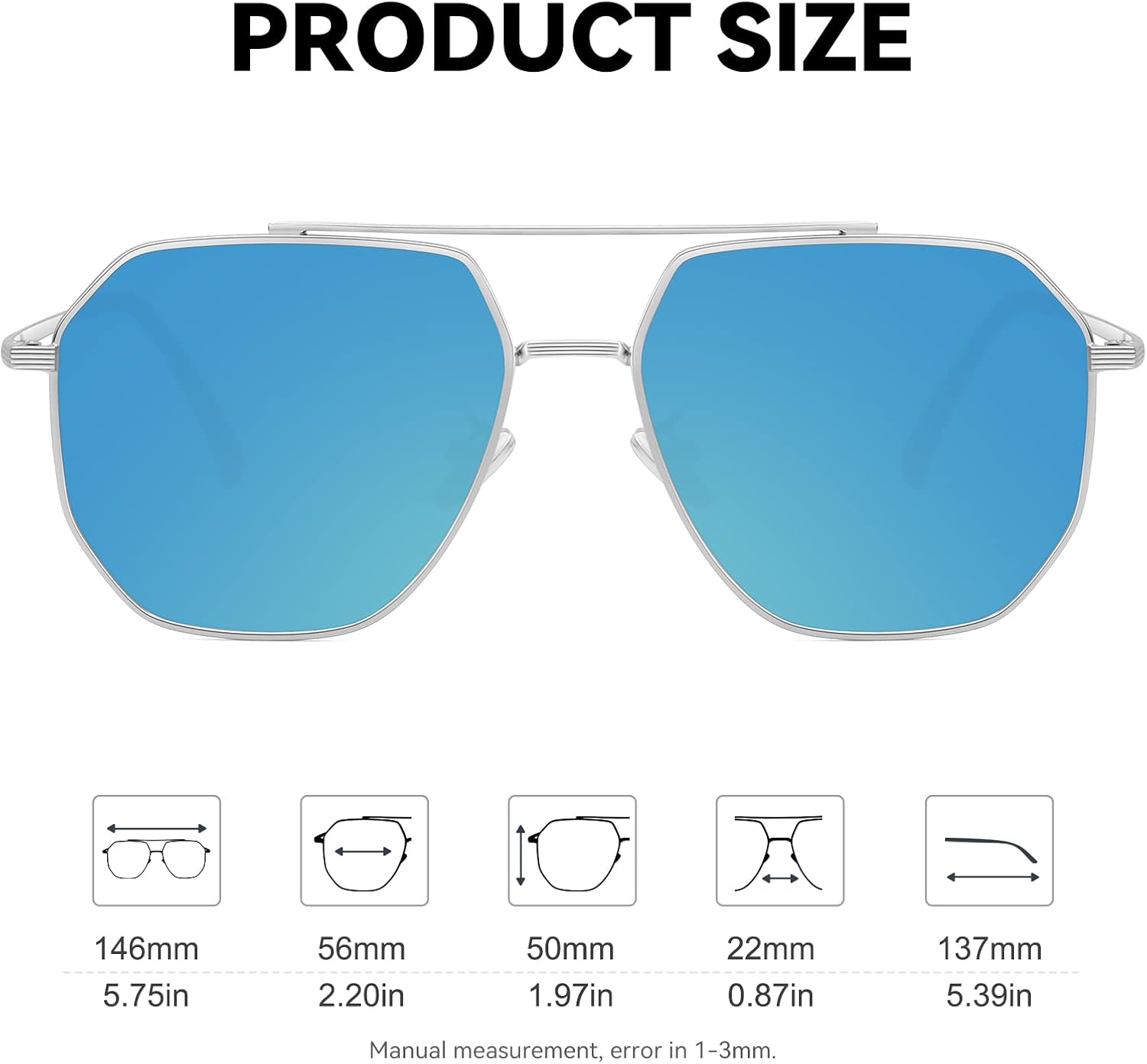 Classic Aviator Sunglasses for Women Men Trendy Square Oversize Polarized Sunglasses - Image 4