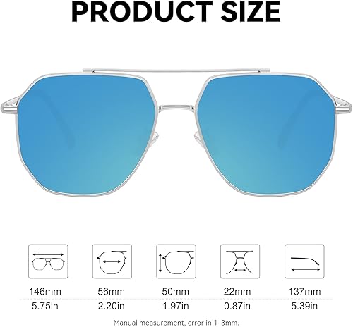 Miniatura 4 de Fozono Square Polarized Sunglasses for Women and Men Polygon Mirrored Lens Trendy Sunglasses