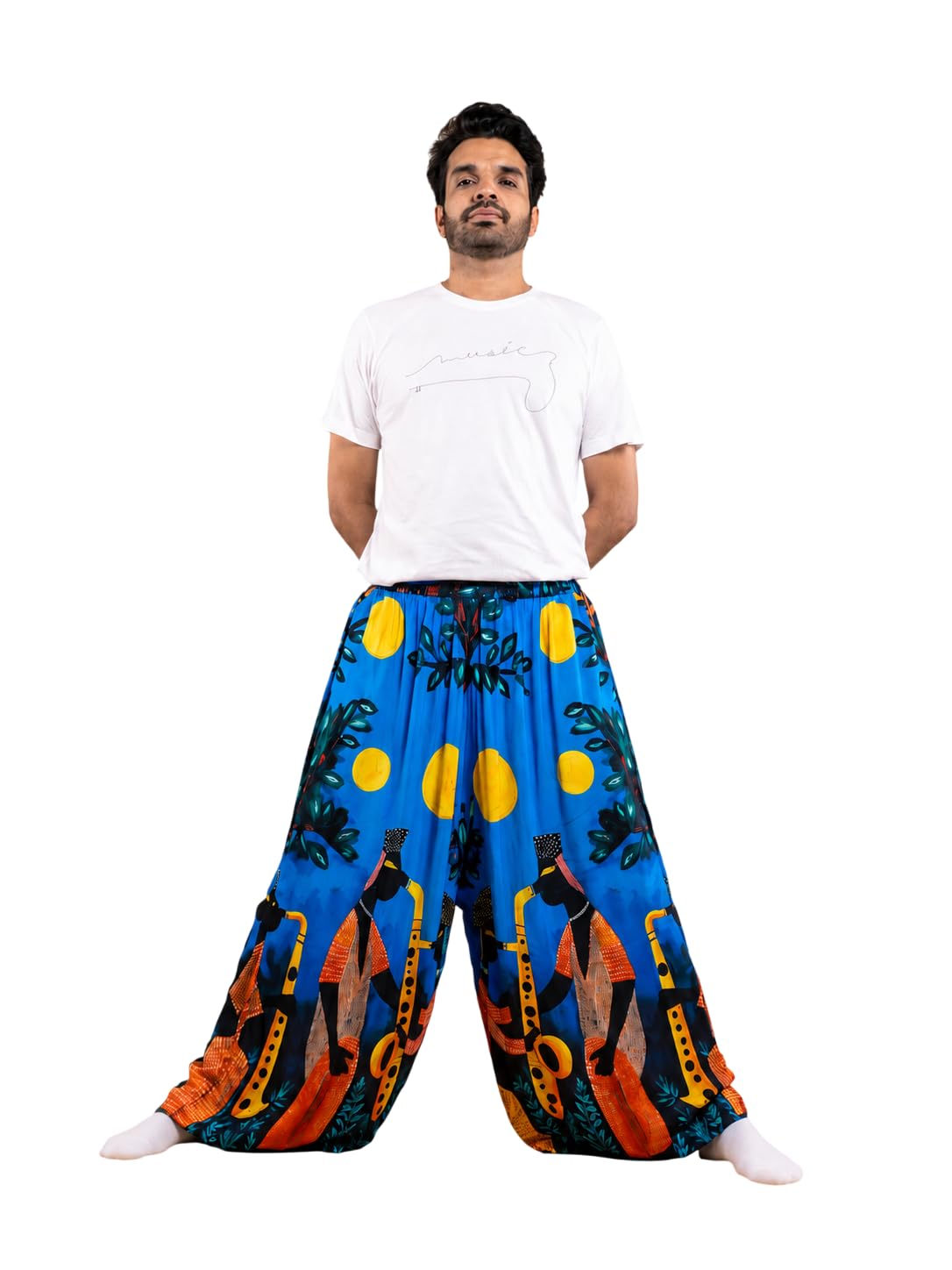 Three Moons Modal Cotton Pyjamas for Men & Women | Relaxed Fit Soft Breathable Sleepwear Nightwear Lounge Pants Both Side Pockets Daily Casual Wear Art Print-image-27