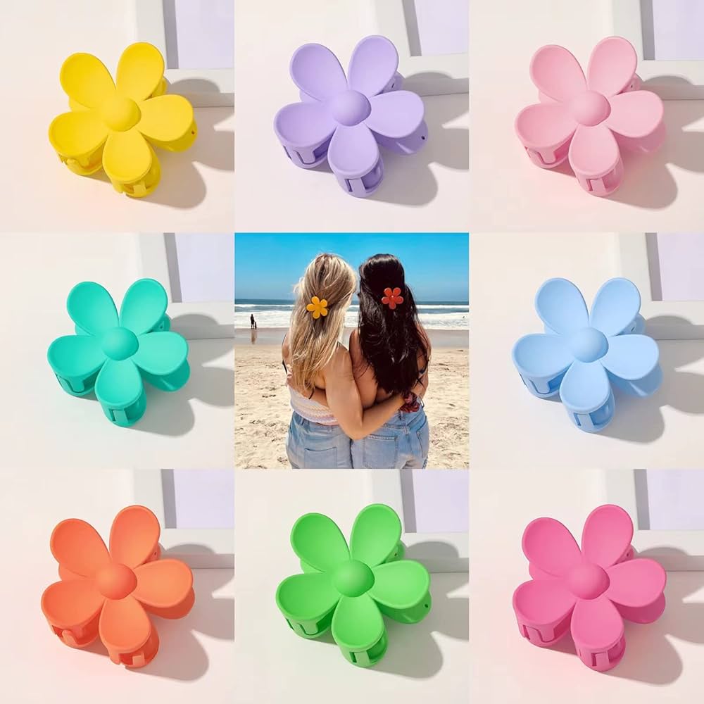 Hair Claw Clips 8PCS Flower Hair Clips Big Hair Clips Cute