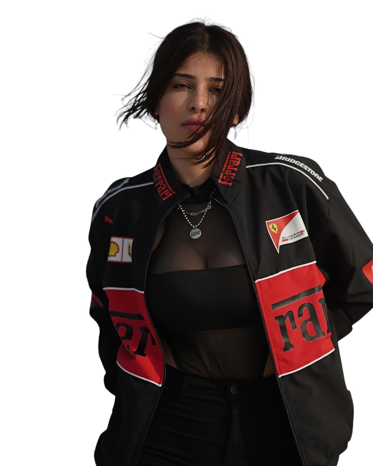 Racing Icon Black F1 Vintage Printed Jacket – Premium Streetwear & Motorsport Fashion women
