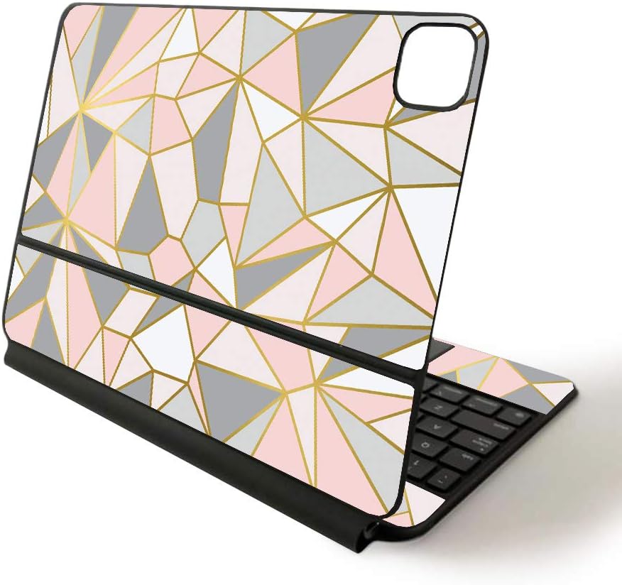 MightySkins Skin for Apple Magic Keyboard for iPad Pro 11-inch (2020) - Sushi | Protective, Durable, and Unique Vinyl Decal wrap Cover, Rose Gold Polygon