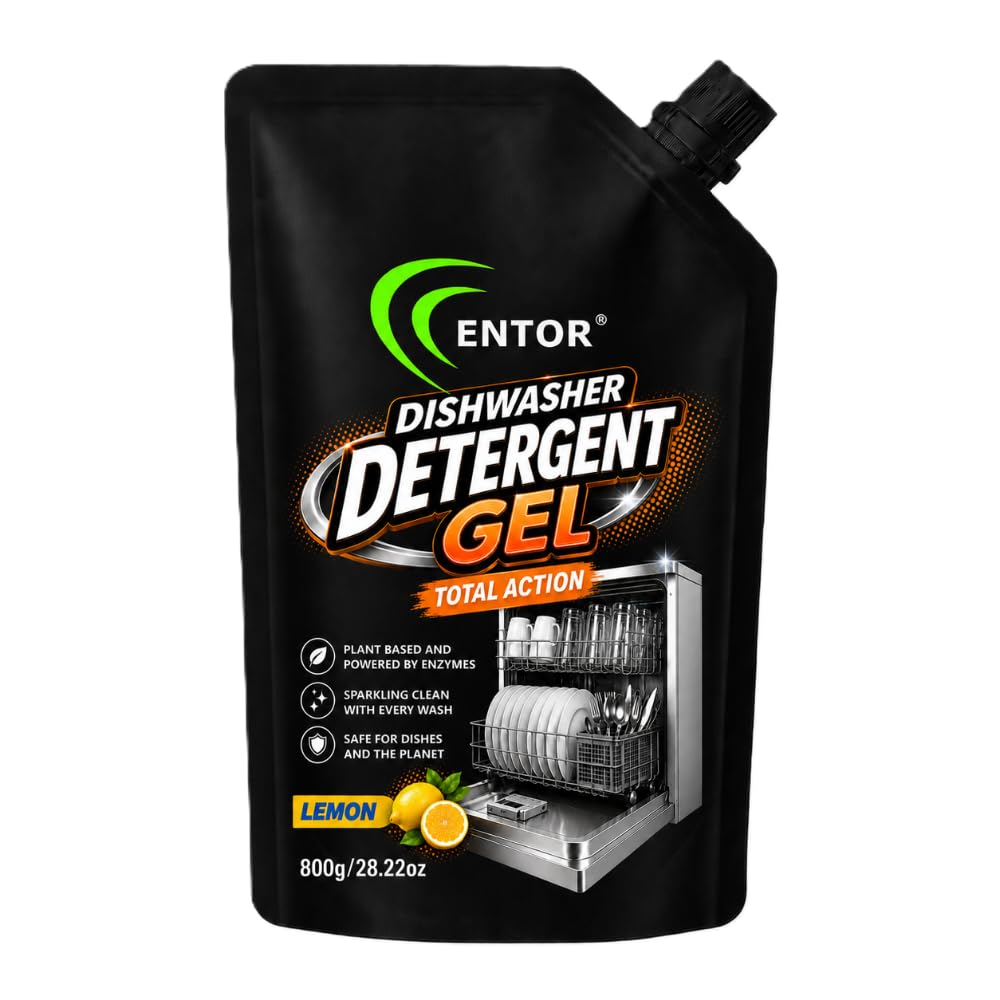 Entor Total Action Gel Dishwasher Detergent, Lemon Scent, Plant Based, Eco-friendly & Safe, No Toxic Chemicals, 800g (28.22oz)-image-38