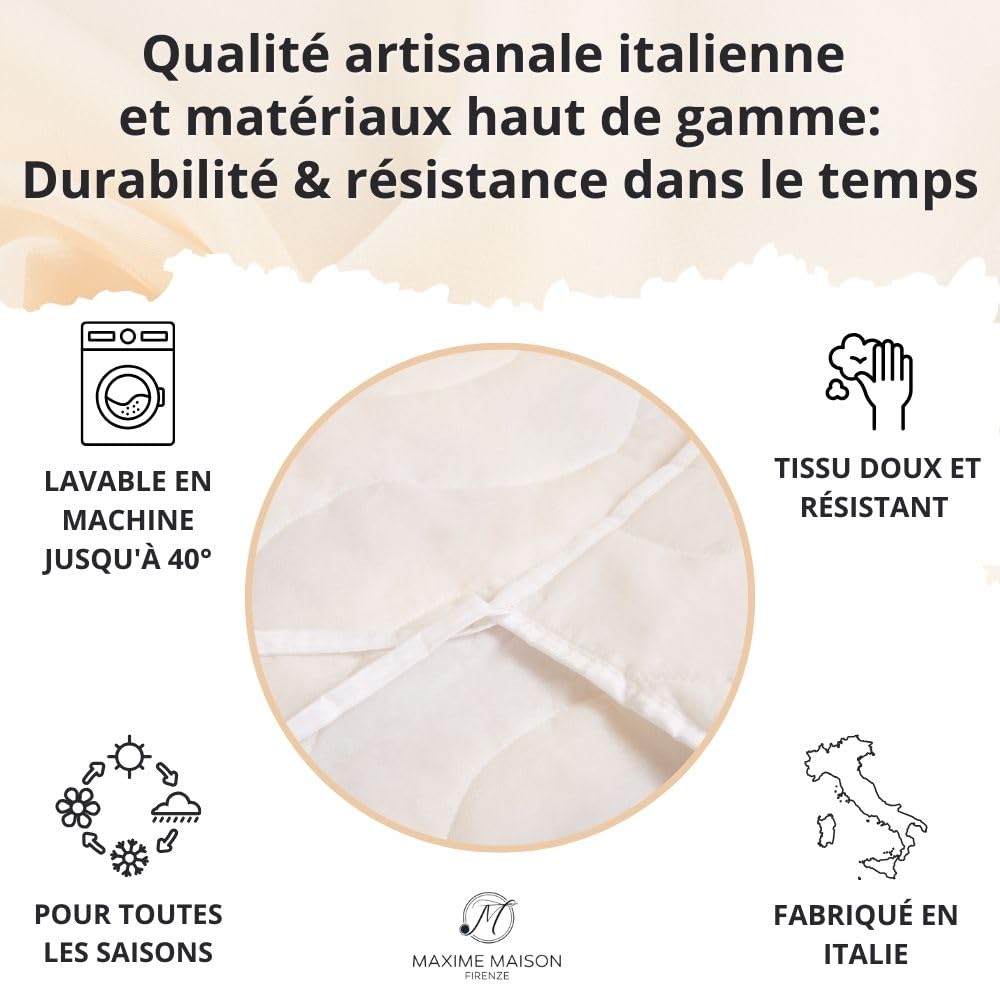MAXIME MAISON - Couvre-Sommier, Cache Sommier 160x200 Matelassé Made in Italy, Protege Sommier 160x200, sous Matelas avec des Lacets aux Coins, Matériau Hypoallergénique, Anti-Acariens, Respirant