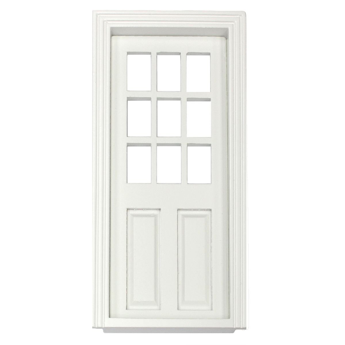 MyTinyWorld Dolls House Miniature White Painted 9 Panel Glazed Wood Door